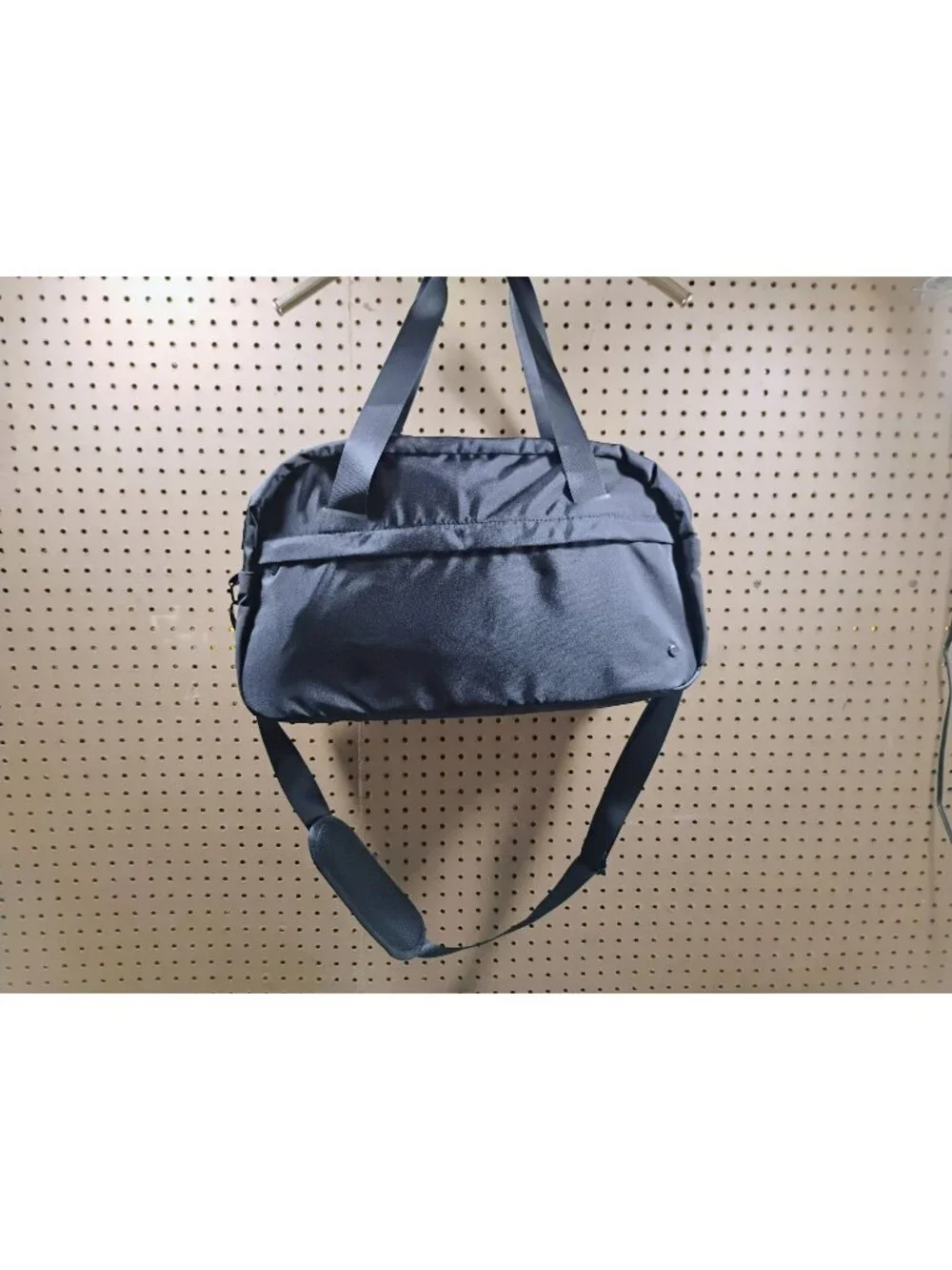Black Duffel Bag Nylon Water-Resistant Travel Gym Adjustable Strap